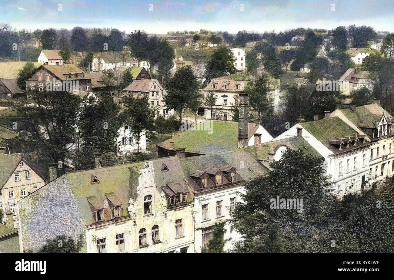 Buildings in Cheb District, Hranice (Cheb District), 1914, Karlovy Vary Region, Roßbach, Czech Republic Stock Photo