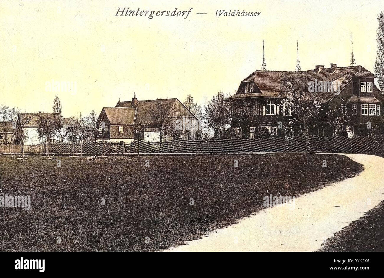 Buildings in Landkreis Sächsische Schweiz-Osterzgebirge, Hintergersdorf, 1914, Landkreis Sächsische Schweiz-Osterzgebirge, Waldhäuser, Germany Stock Photo
