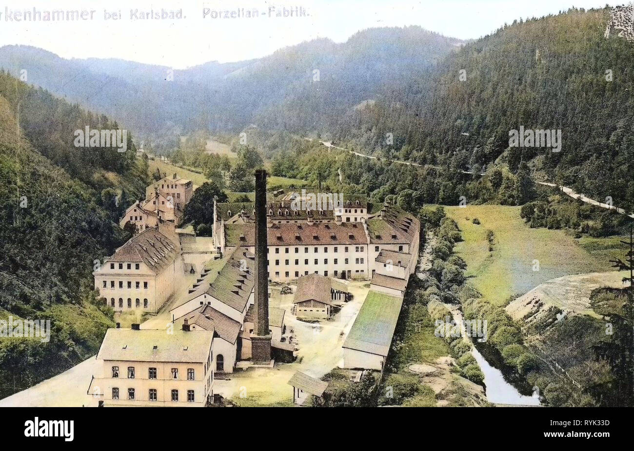 Industry in the Czech Republic, Porcelánka Pirken-Hammer, 1901, Karlovy Vary Region, Pirkenhammer, Porzellanfabrik Stock Photo