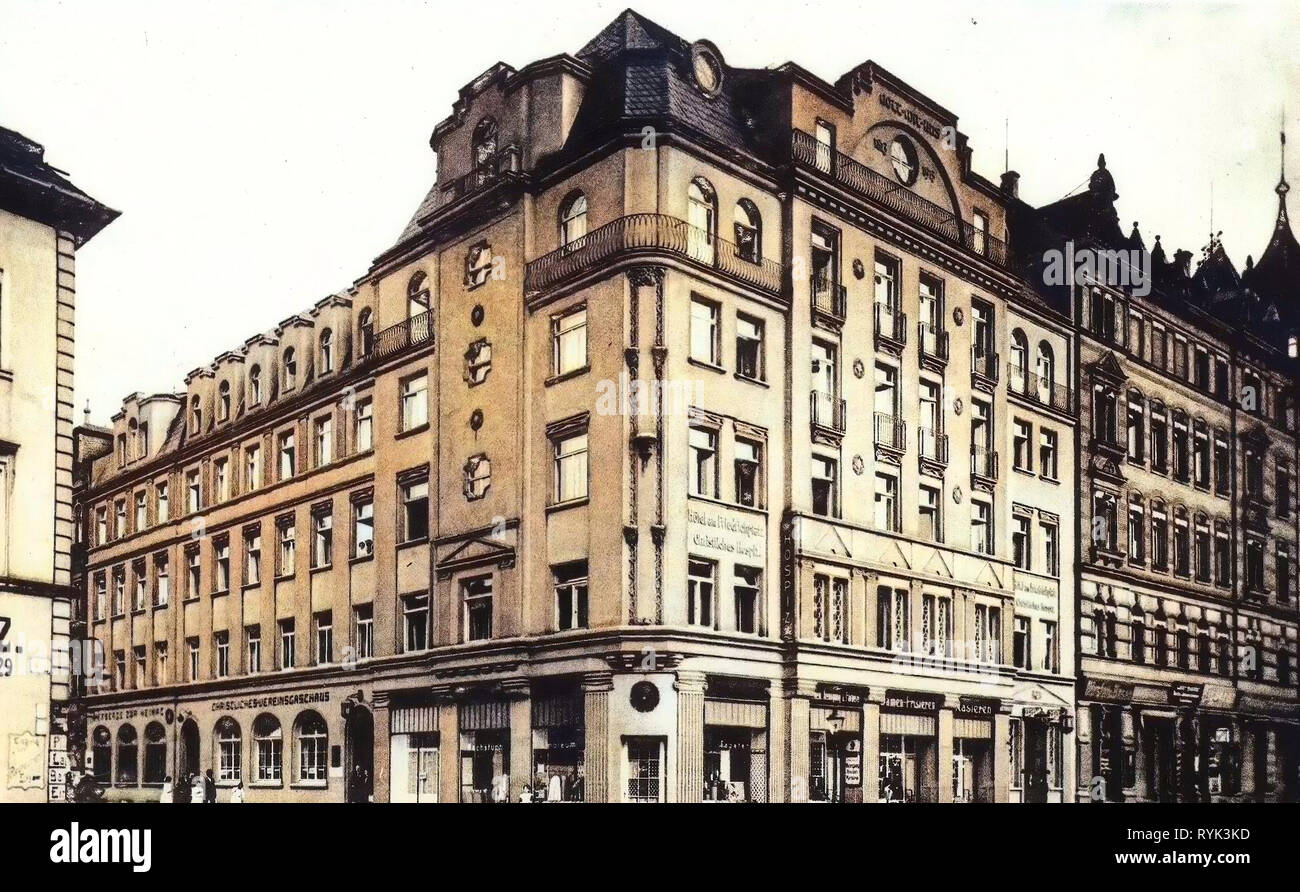 Hospices in Germany, Buildings in Chemnitz, 1914, Chemnitz, Christliches Hospiz am Friedrichsplatz Stock Photo