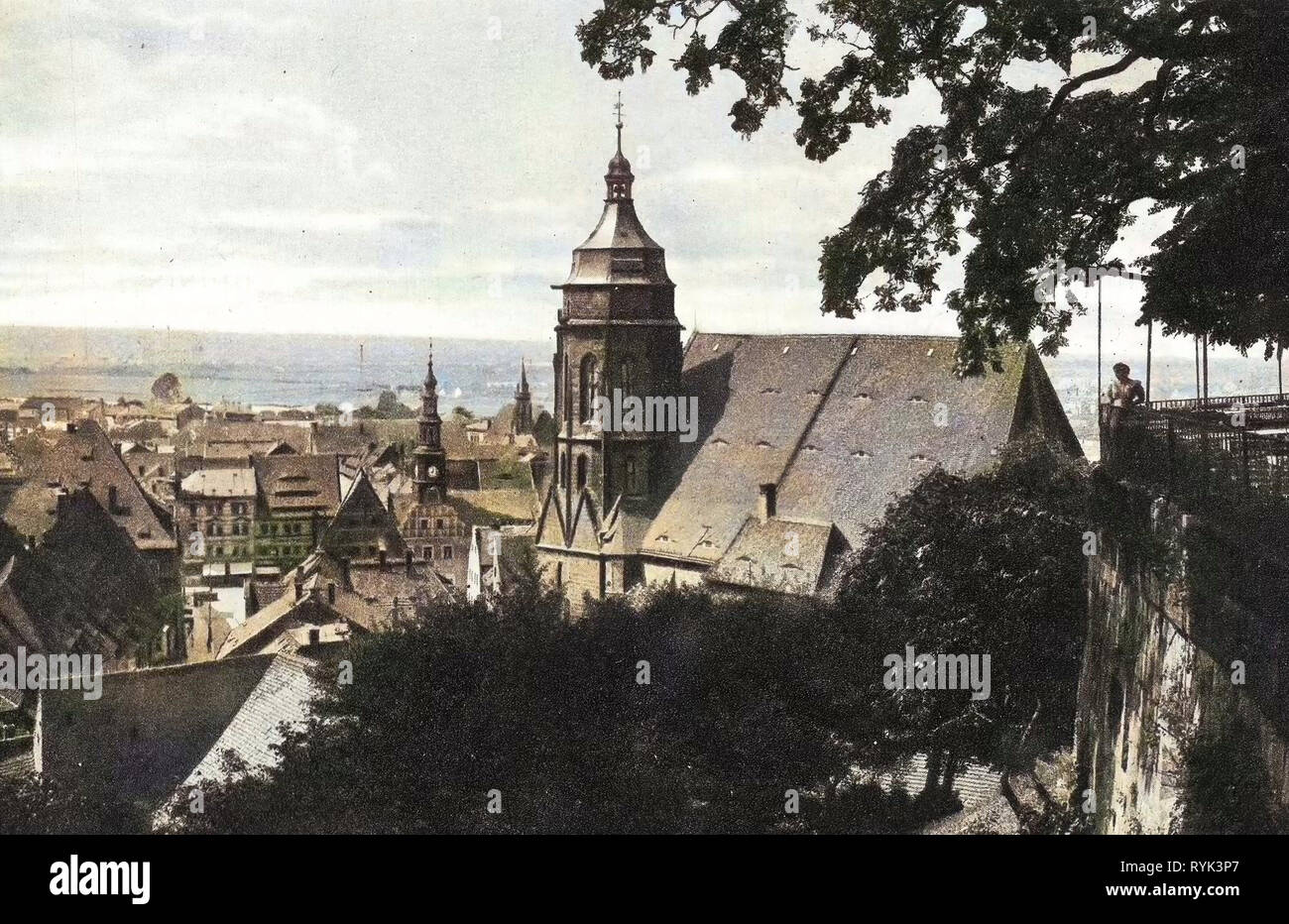 Schloss Sonnenstein, 1914, Landkreis Sächsische Schweiz-Osterzgebirge, 1914 in Pirna, Pirna, Blick vom Schloßrestaurant, Germany Stock Photo