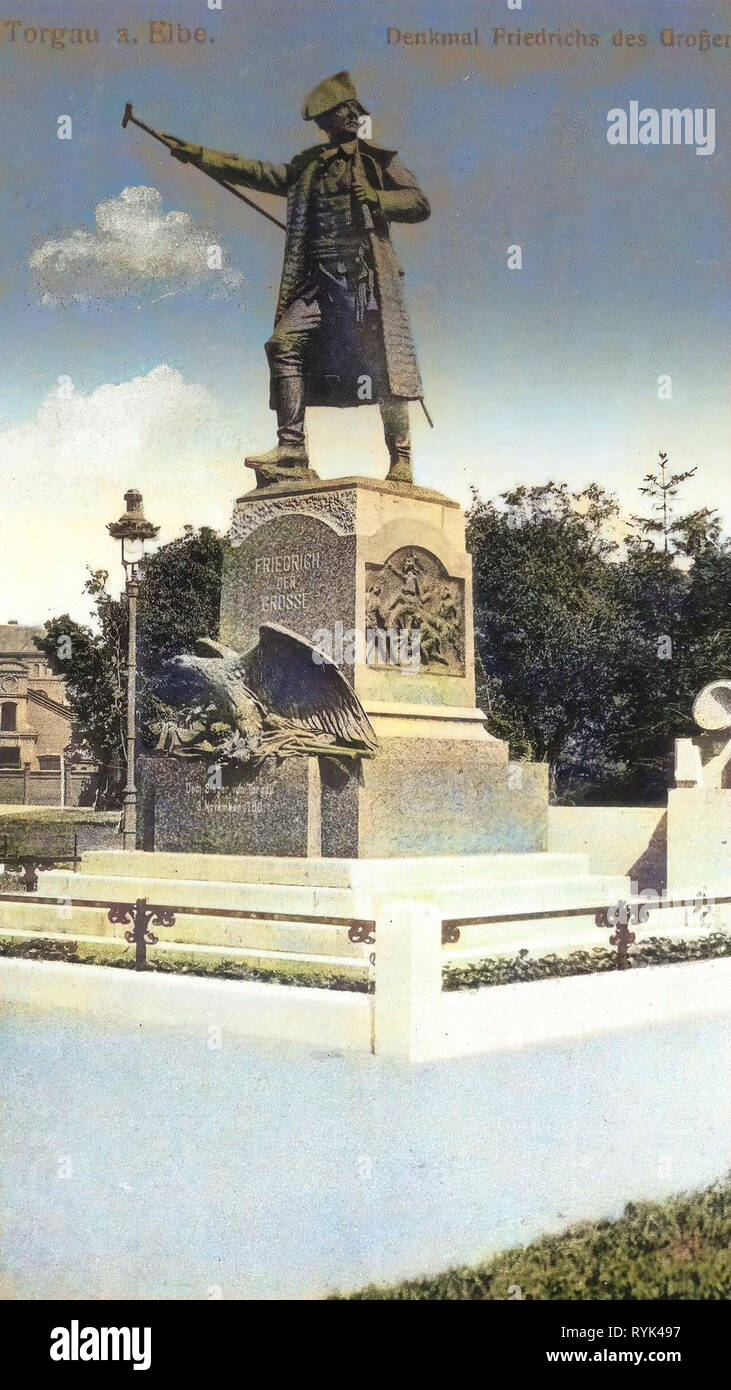 Statue of Friedrich II of Prussia in Torgau, 1914, Landkreis Nordsachsen, Torgau, Denkmal Friedrich des Großen, Germany Stock Photo