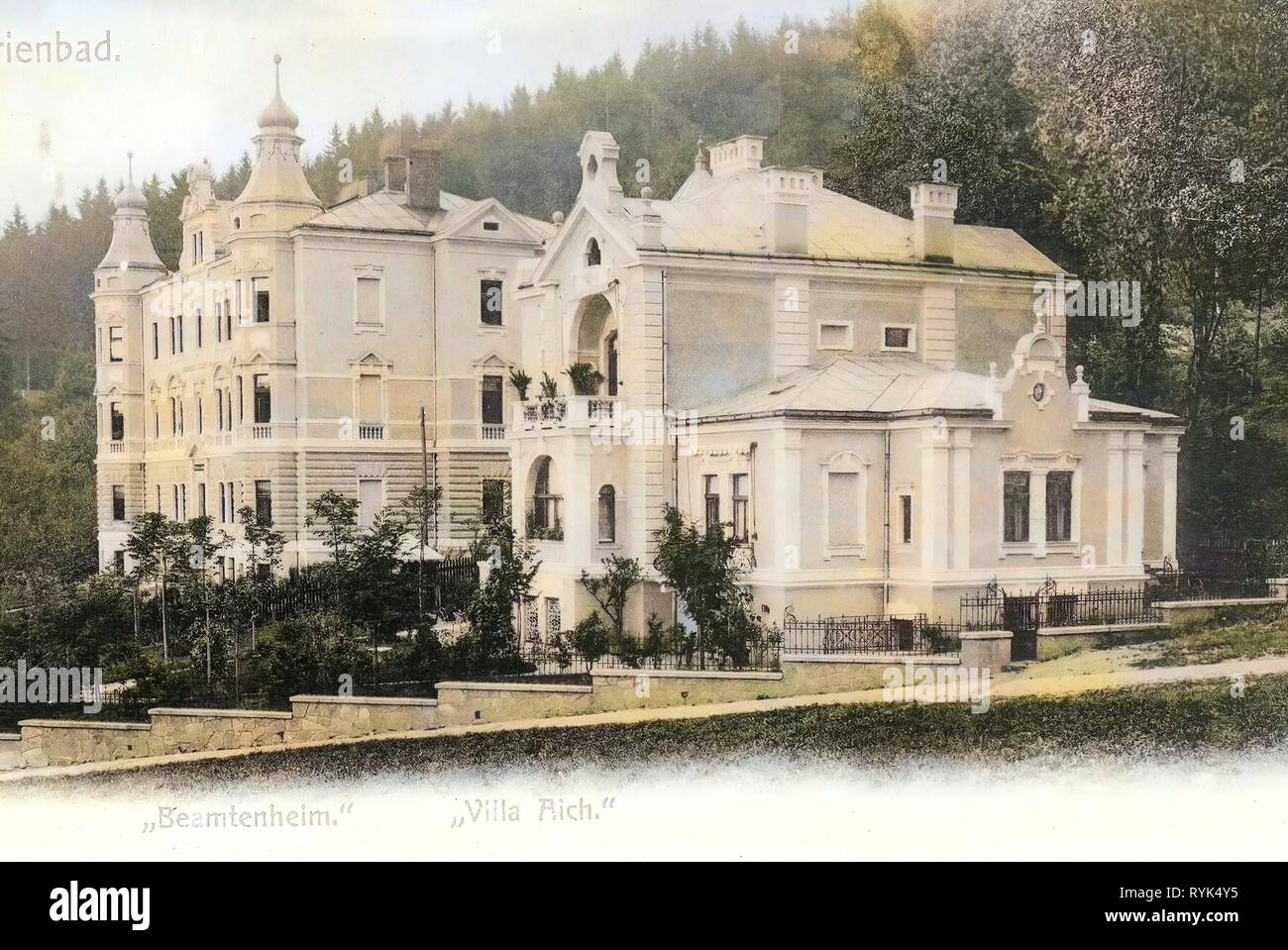 Villas in Mariánské Lázně, 1901, Karlovy Vary Region, Marienbad, Beamtenheim, Villa Aich, Czech Republic Stock Photo