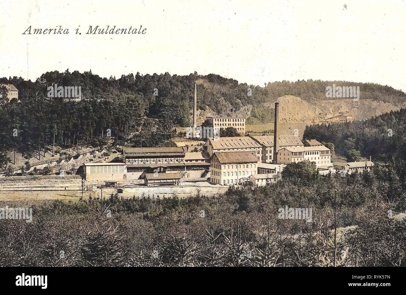 Buildings in Landkreis Mittelsachsen, Postcards of buildings in Landkreis Mittelsachsen, Amerika (Penig), 1915, Landkreis Mittelsachsen, Amerika, Amerika im Muldental, Germany Stock Photo