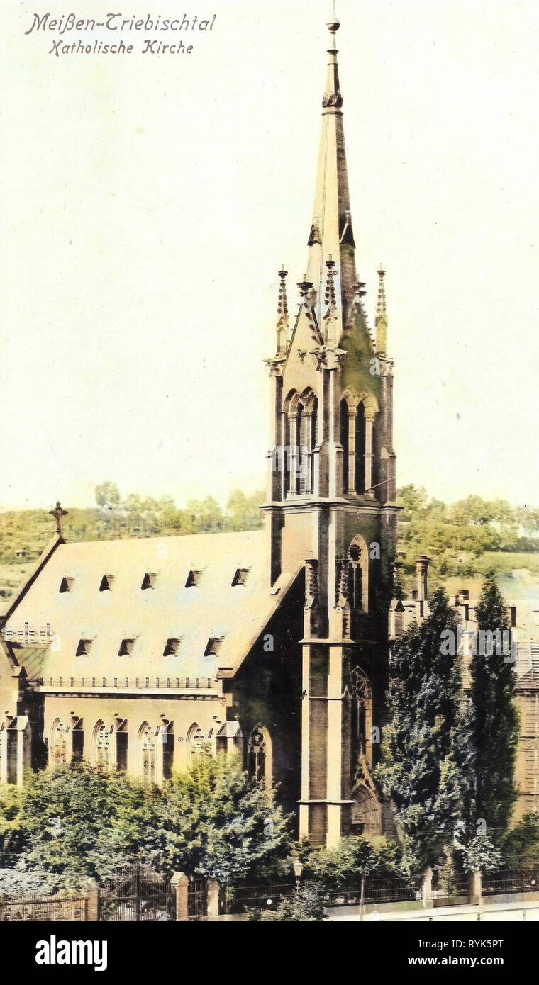 St. Benno (Meißen), 1916, Meißen, Triebischtal, Katholische Kirche, Germany Stock Photo