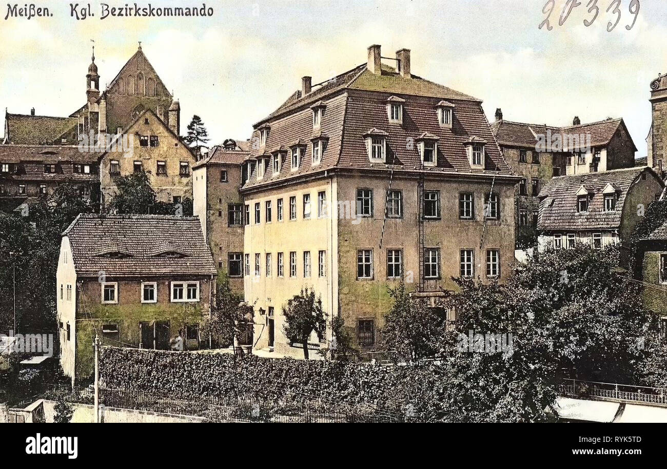 Buildings in Meißen, Military facilities of Germany, 1917, Meißen, Bezirkskommando Stock Photo