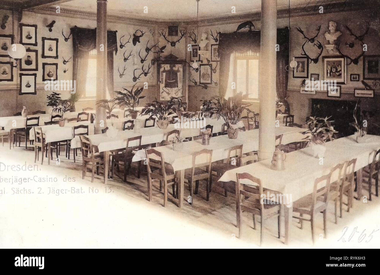 Officers' mess in Dresden, Rooms in Germany, Jägerkaserne (Dresden), 2. Königlich Sächsisches Jäger-Bataillon Nr. 13, 1901, Dresden, Oberjäger, Casino Stock Photo