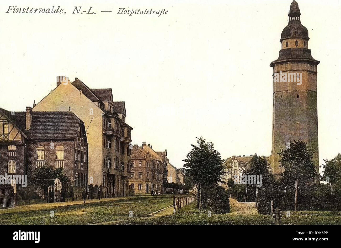 Wasserturm Finsterwalde, Buildings in Finsterwalde, 1918, Brandenburg, Finsterwalde, Hospitalstraße Stock Photo