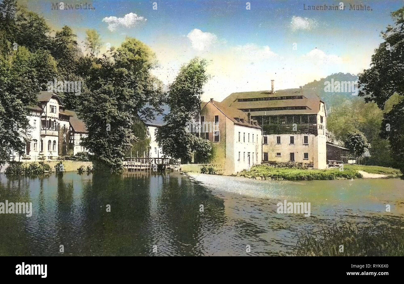 Lauenhainer Mühle, 1918, Landkreis Mittelsachsen, Mittweida, Germany Stock Photo