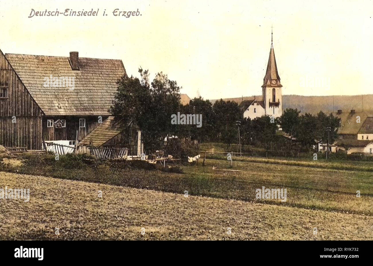 Buildings in Erzgebirgskreis, Deutscheinsiedel, 1919, Erzgebirgskreis, Deutsch, Einsiedel, Germany Stock Photo