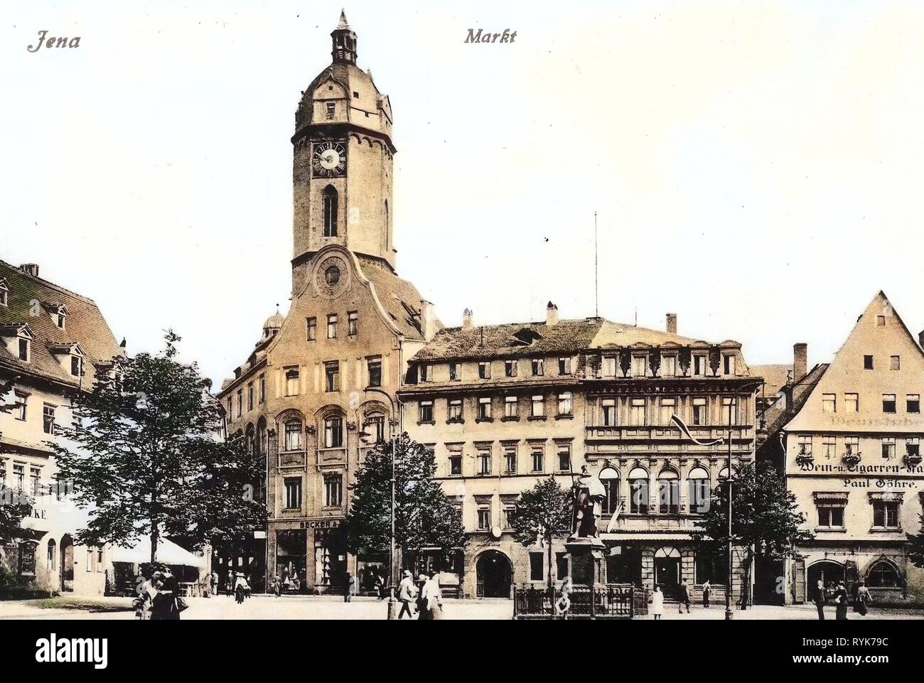 Stadtkirche St. Michael (Jena), Marktplatz (Jena), Monuments and memorials to people in Germany, Buildings in Jena, 1919, Thuringia, Jena, Markt Stock Photo