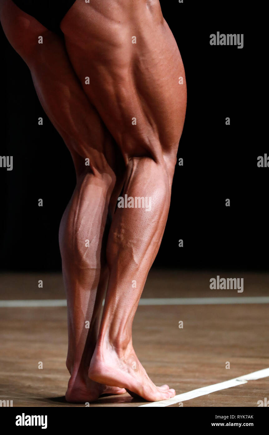 Contestant in a fitness and bodybuilding championship.   France. Stock Photo