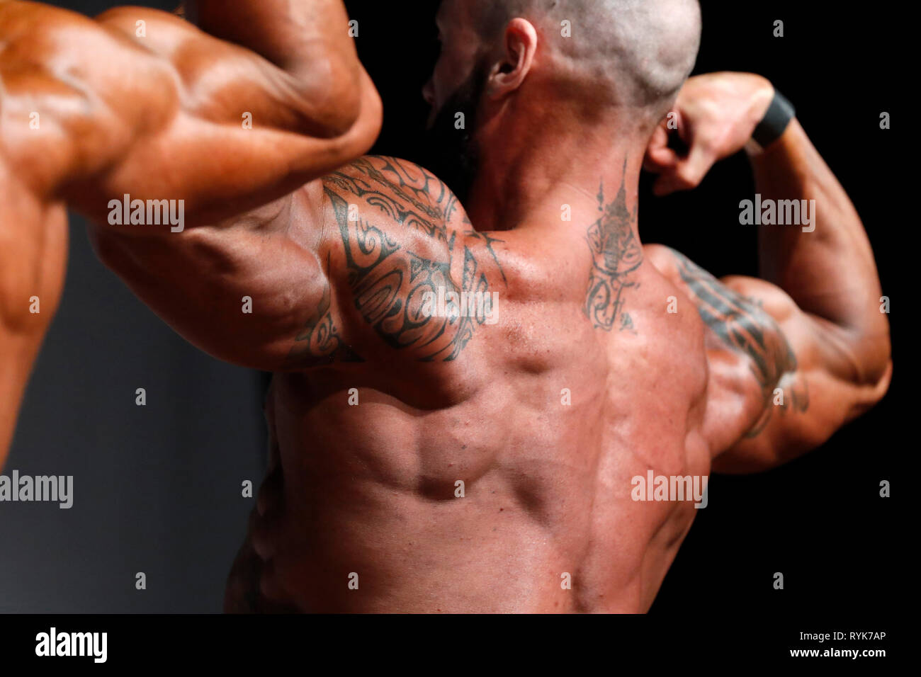 Contestants in a fitness and bodybuilding championship.   France. Stock Photo