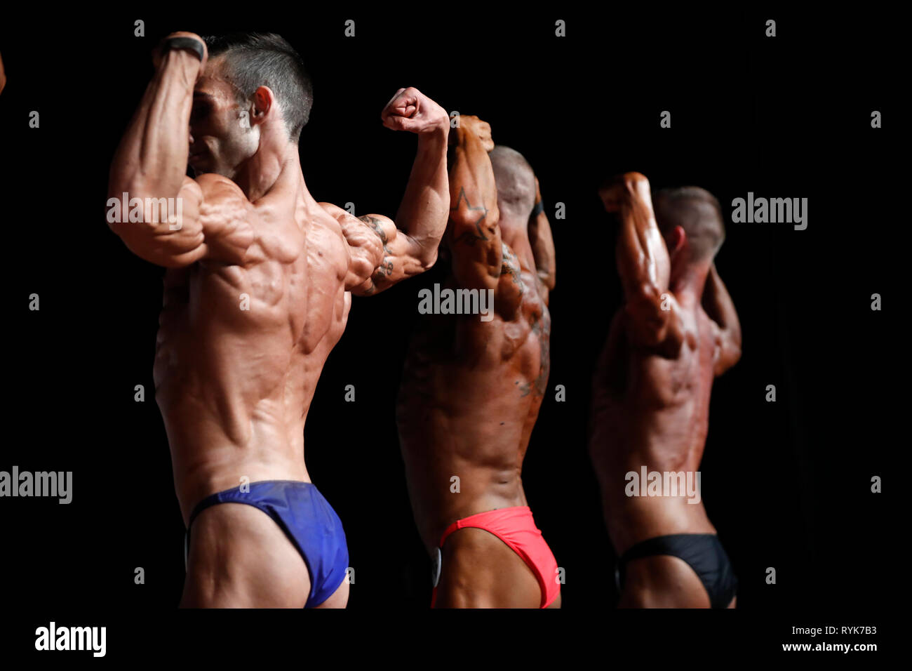 Contestants in a fitness and bodybuilding championship.   France. Stock Photo