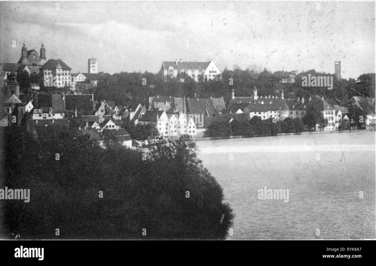 geography / travel, Germany, Landsberg am Lech, view across the river Lech, picture postcard, postmarked 1912, Additional-Rights-Clearance-Info-Not-Available Stock Photo