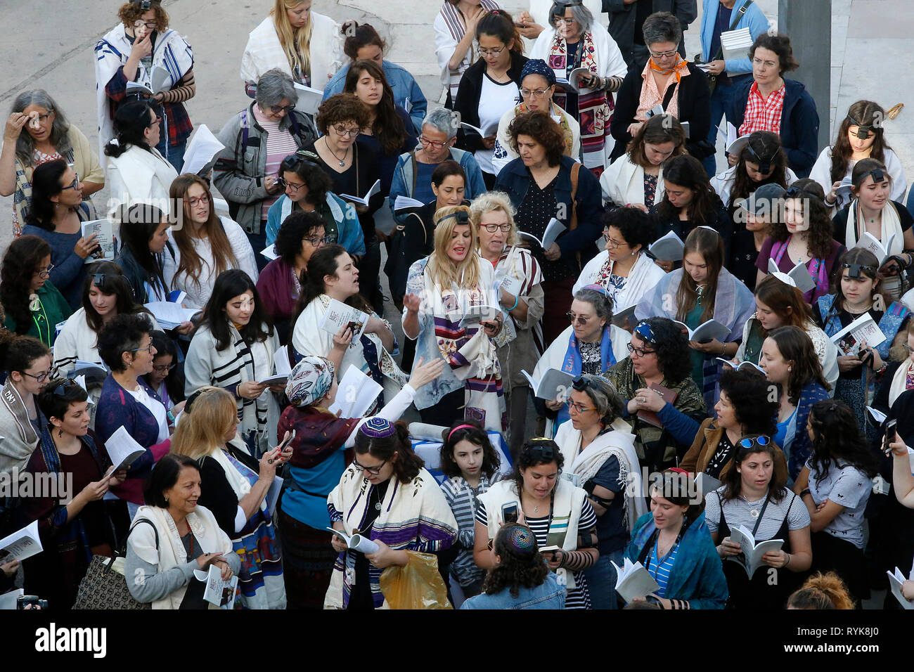 Women of the kotel, a jewish liberal women's movement fighting discrimination at the Western Wall, Jerusalem, Israel. Stock Photo