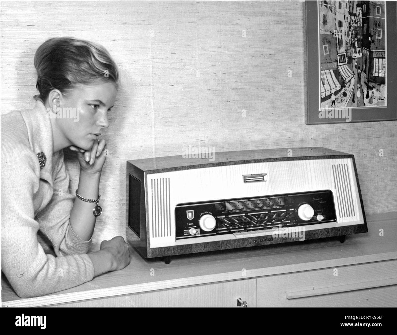 broadcast, radio, radio sets, Philips Saturn 511 stereo 5 B5D11A, Germany, 1961, Additional-Rights-Clearance-Info-Not-Available Stock Photo