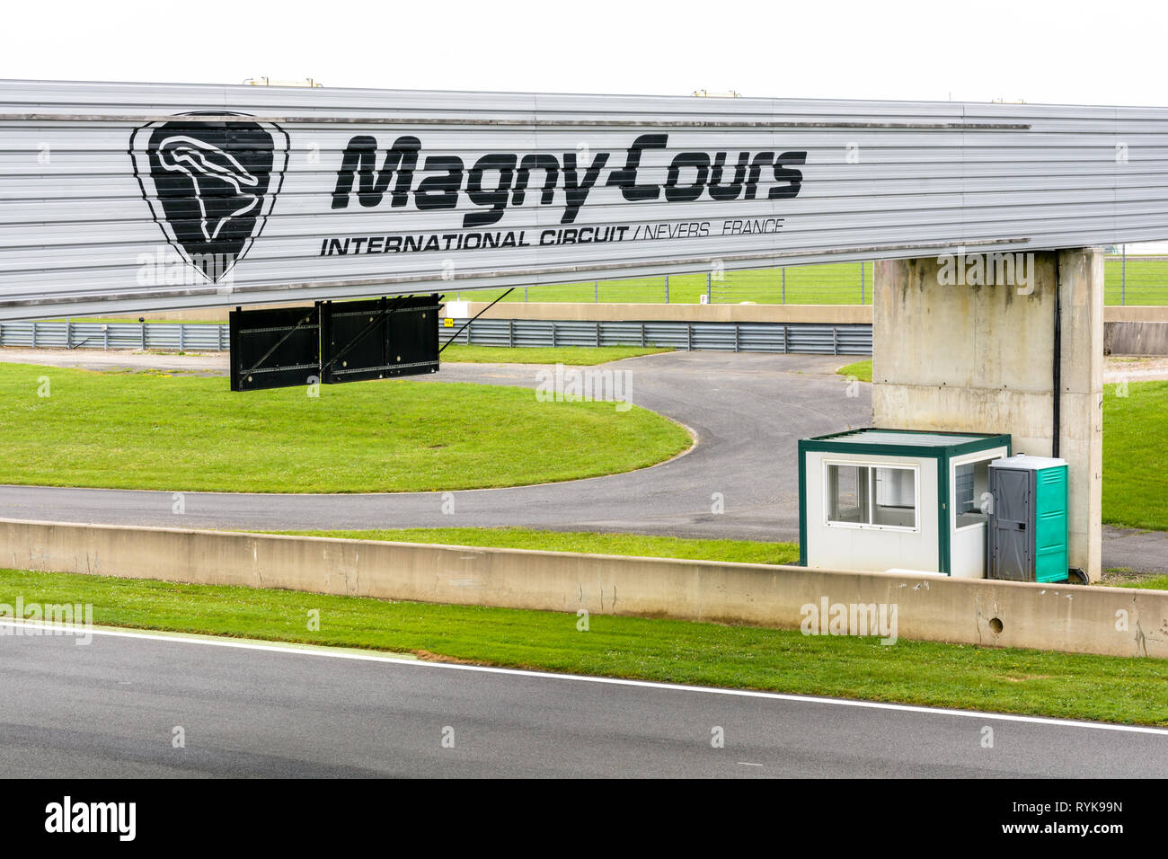 Empty track of the racing circuit of Nevers Magny-Cours. Stock Photo