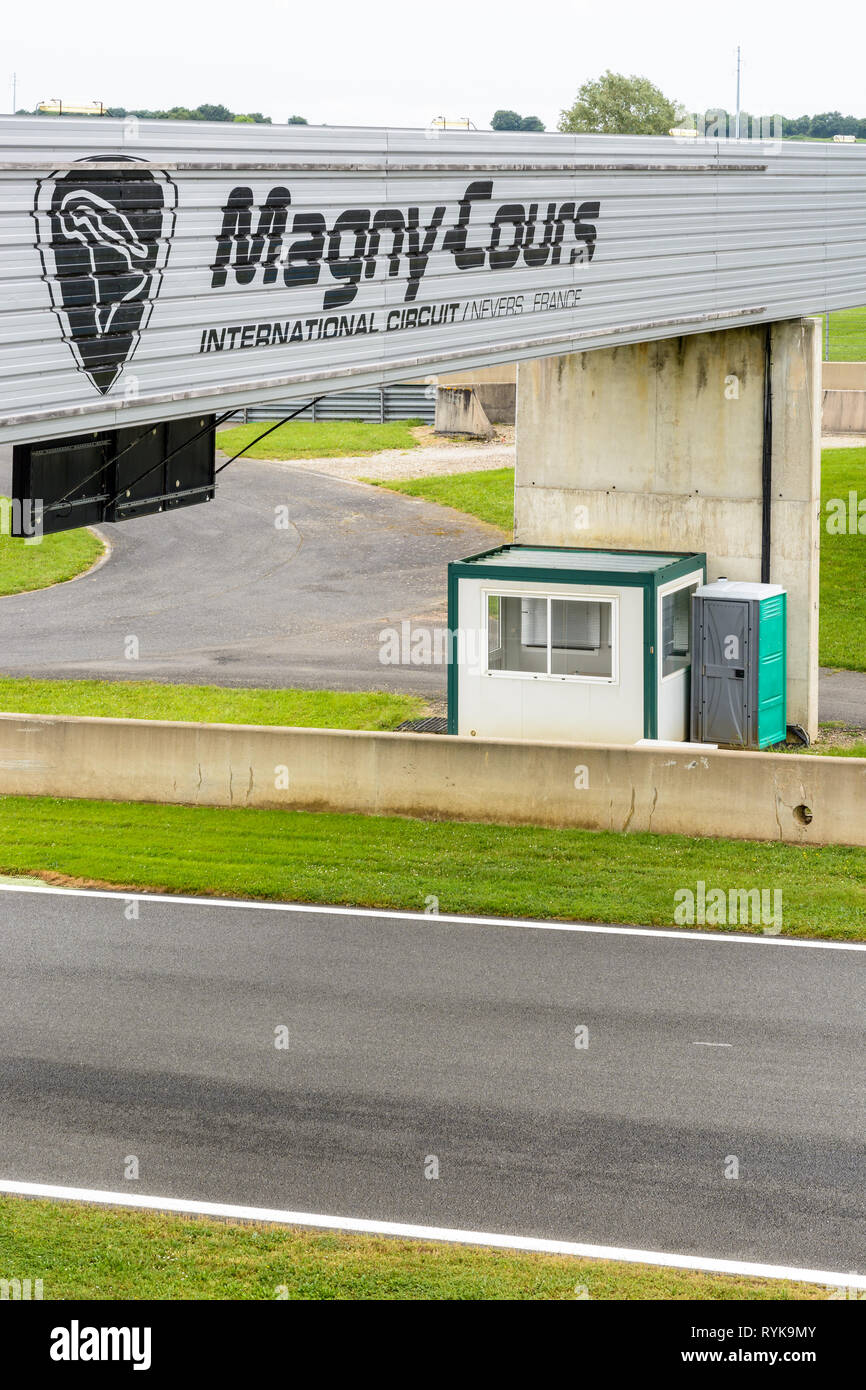 Empty track of the racing circuit of Nevers Magny-Cours. Stock Photo