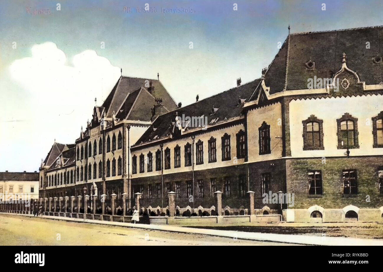Schools in Košice, 1912, Košice Region, Kassa, All. felsöbb leanyiskola Stock Photo
