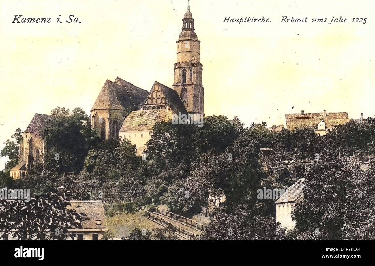 1912, Landkreis Bautzen, Kamenz, Hauptkirche, Germany Stock Photo