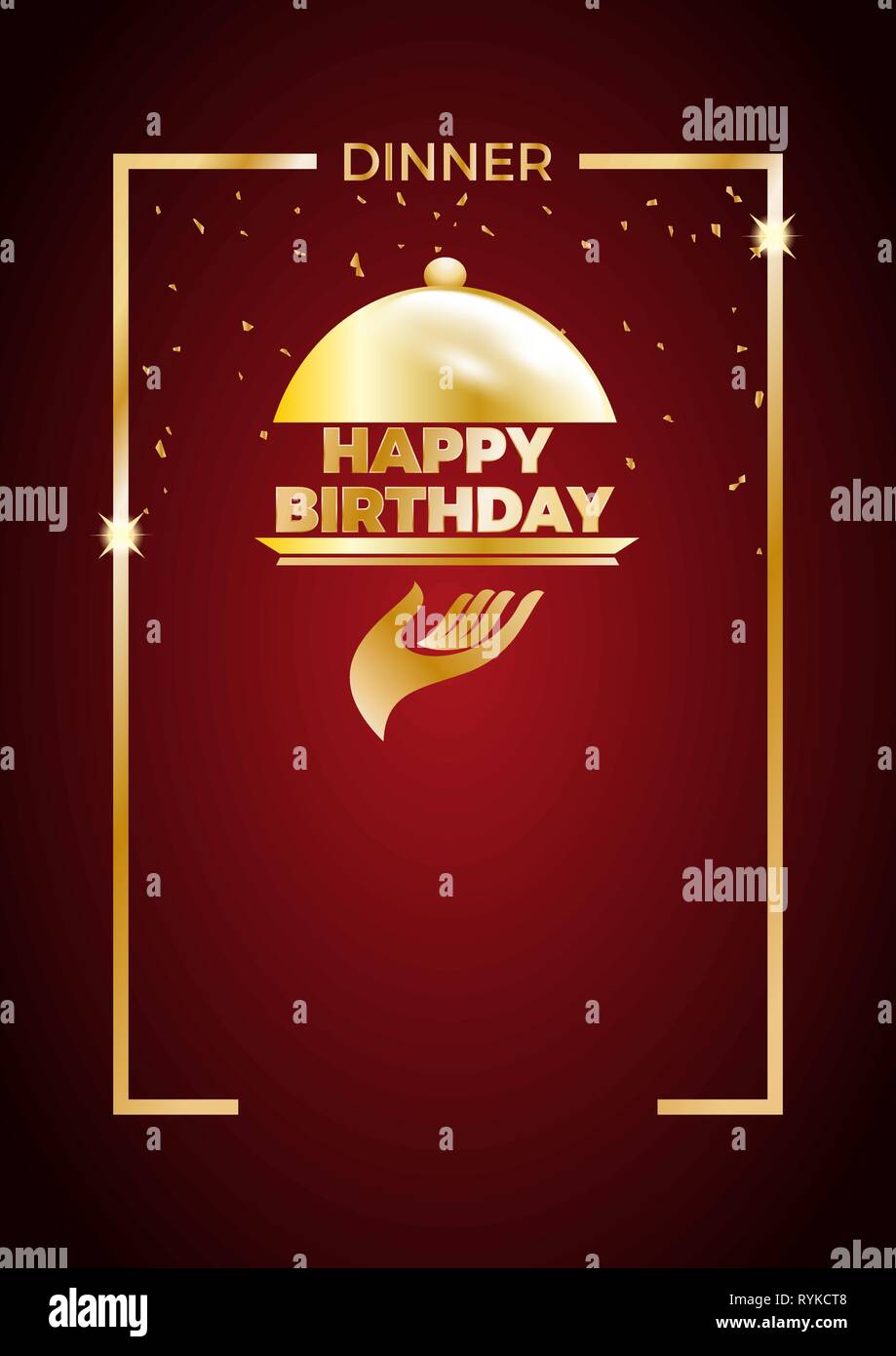 happy birthday dinner, template for poster, cover and menu. Vector