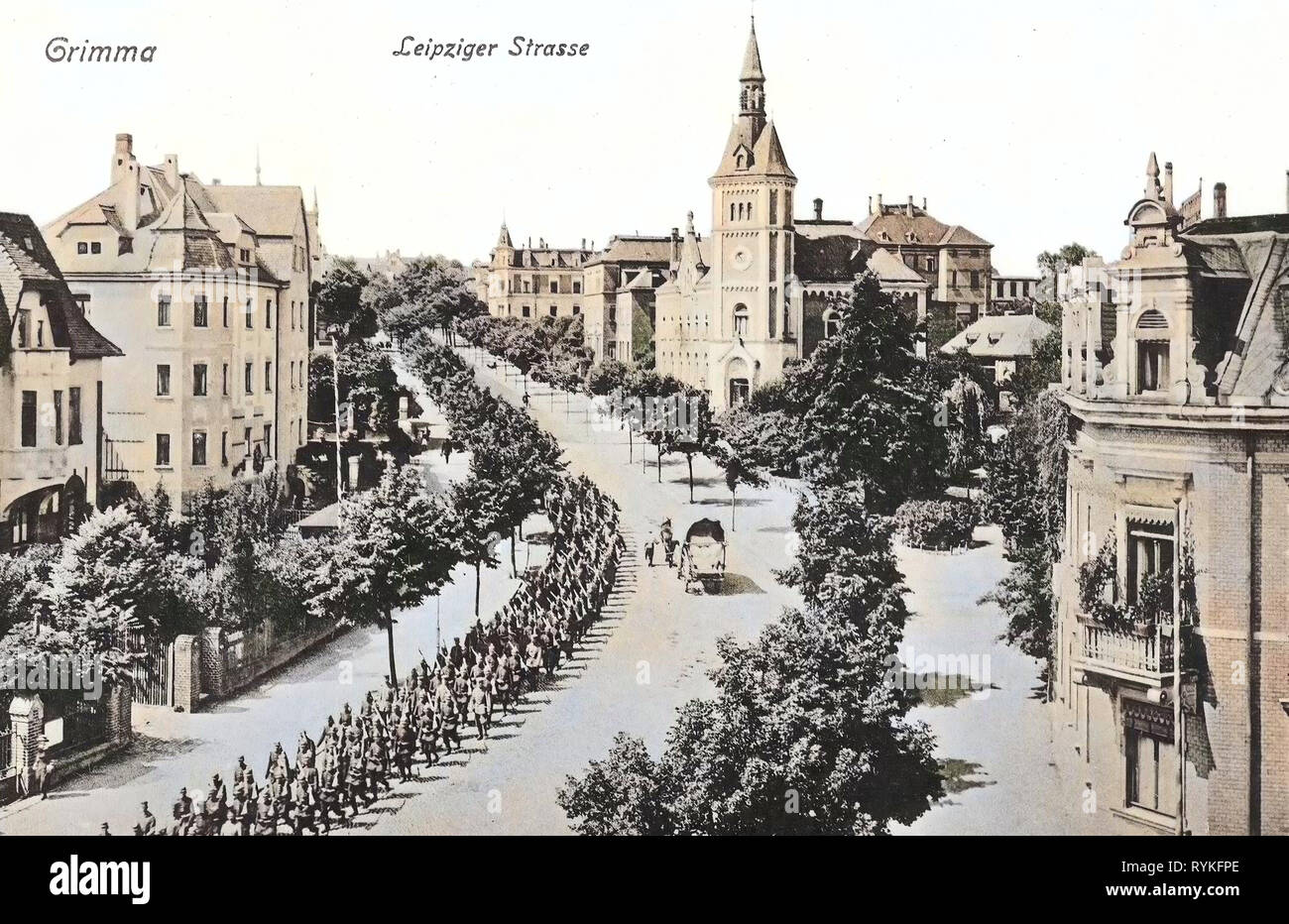 Buildings in Grimma, Army of Saxony, 1915, Landkreis Leipzig, Grimma, Leipziger Straße, Germany Stock Photo