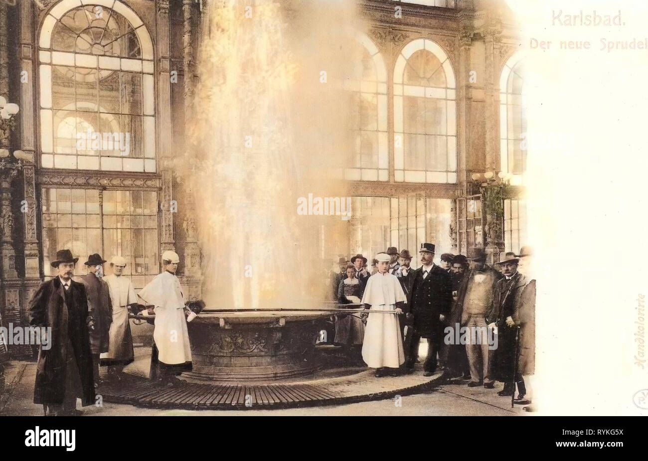 Vřídlo (Karlovy Vary), 1901, Karlovy Vary Region, Karlsbad, Der neue Sprudel, Czech Republic Stock Photo