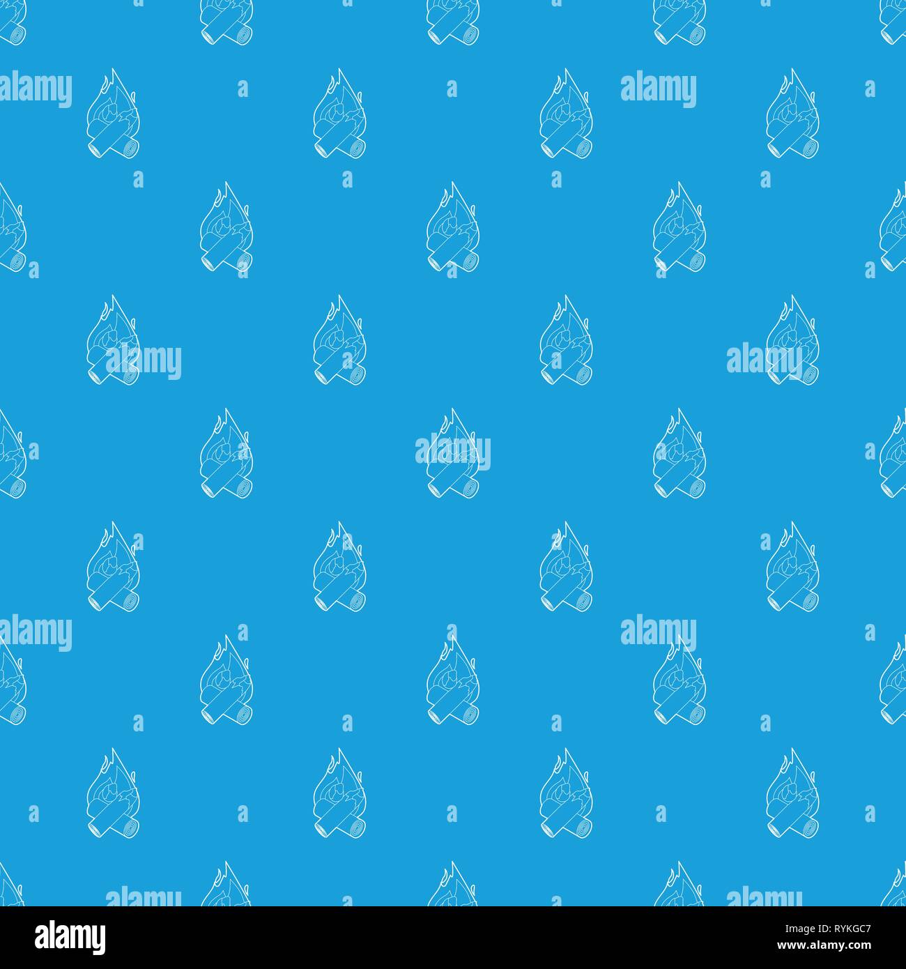 Campfire pattern vector seamless blue Stock Vector