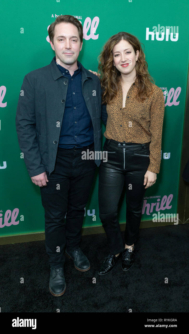 Beck Bennett and Jessy Hodges attend New York Hulu Shrill premiere screening at Walter Reade Theater of Lincoln Center (Photo by Lev Radin / Pacific Press) Stock Photo