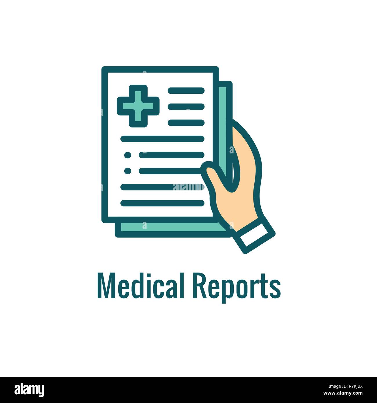 Medical Report outline / line flat vector icon mobile application or