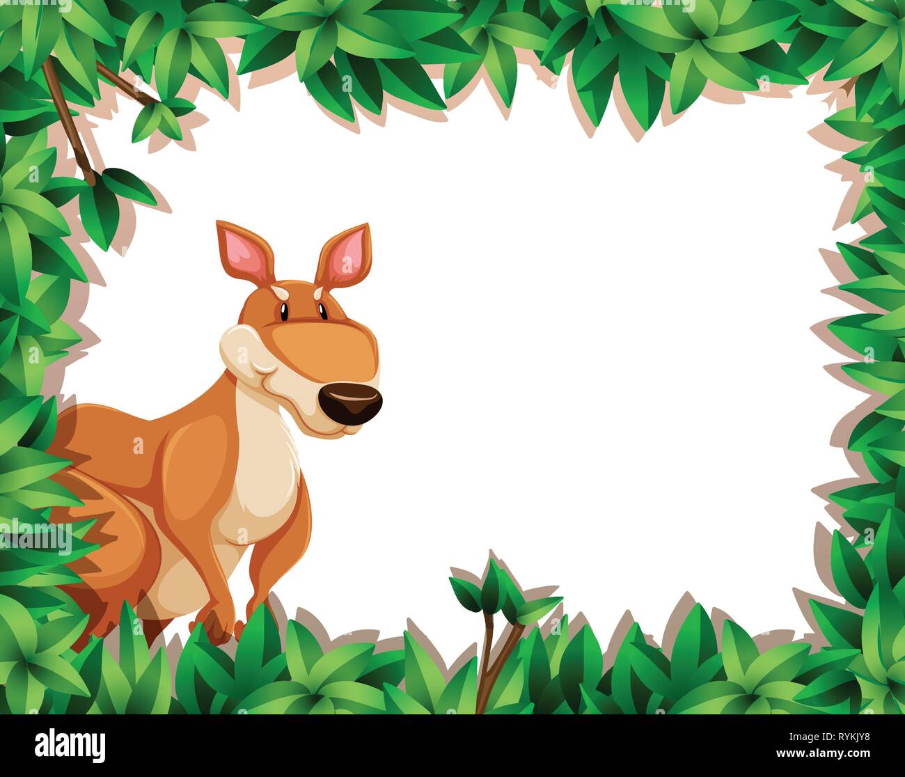 A kangaroo on nature frame illustration Stock Vector