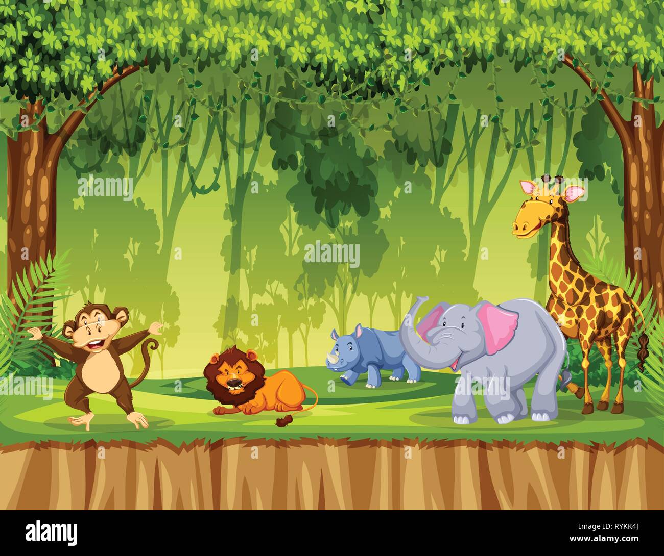 Animals In jungle scene illustration Stock Vector Image & Art - Alamy Animals In jungle scene illustration Stock Vector Image & Art - Alamy