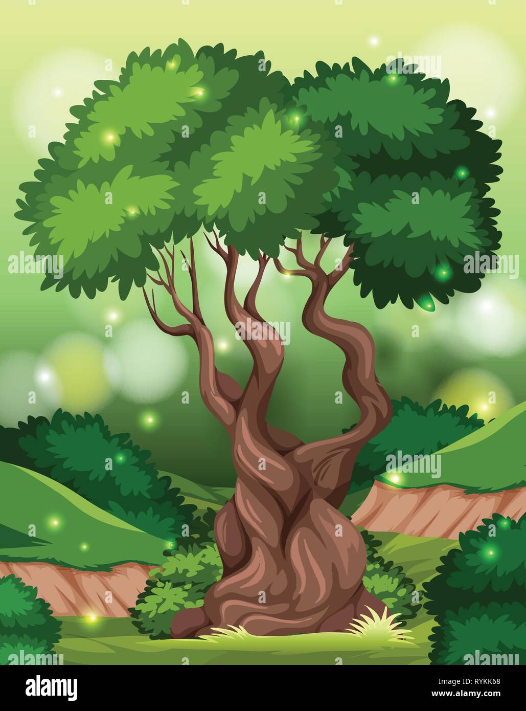 A tropical rainforest background illustration Stock Vector