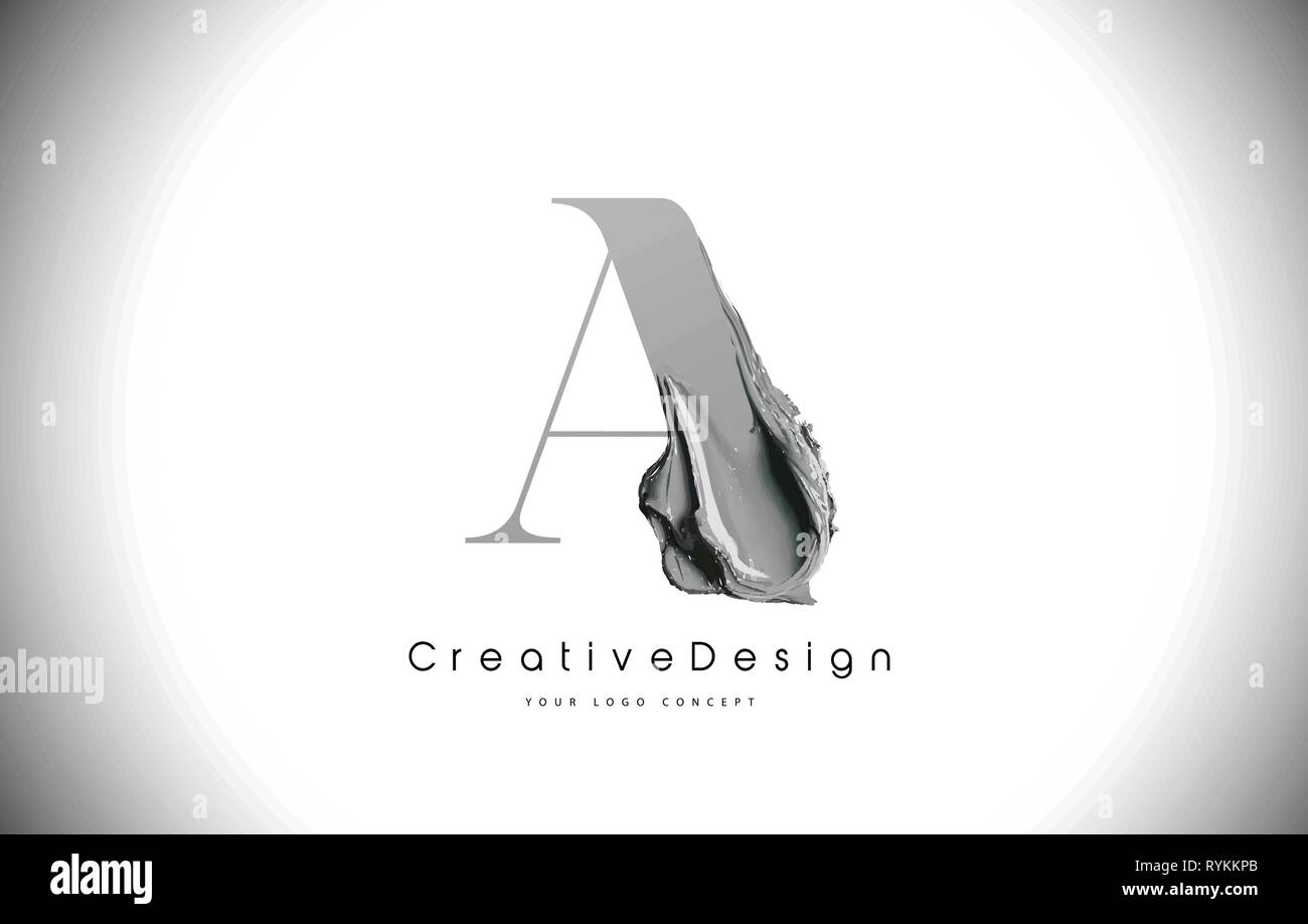 A Letter Design Brush Paint Stroke. Black A Letter Logo Icon with ...