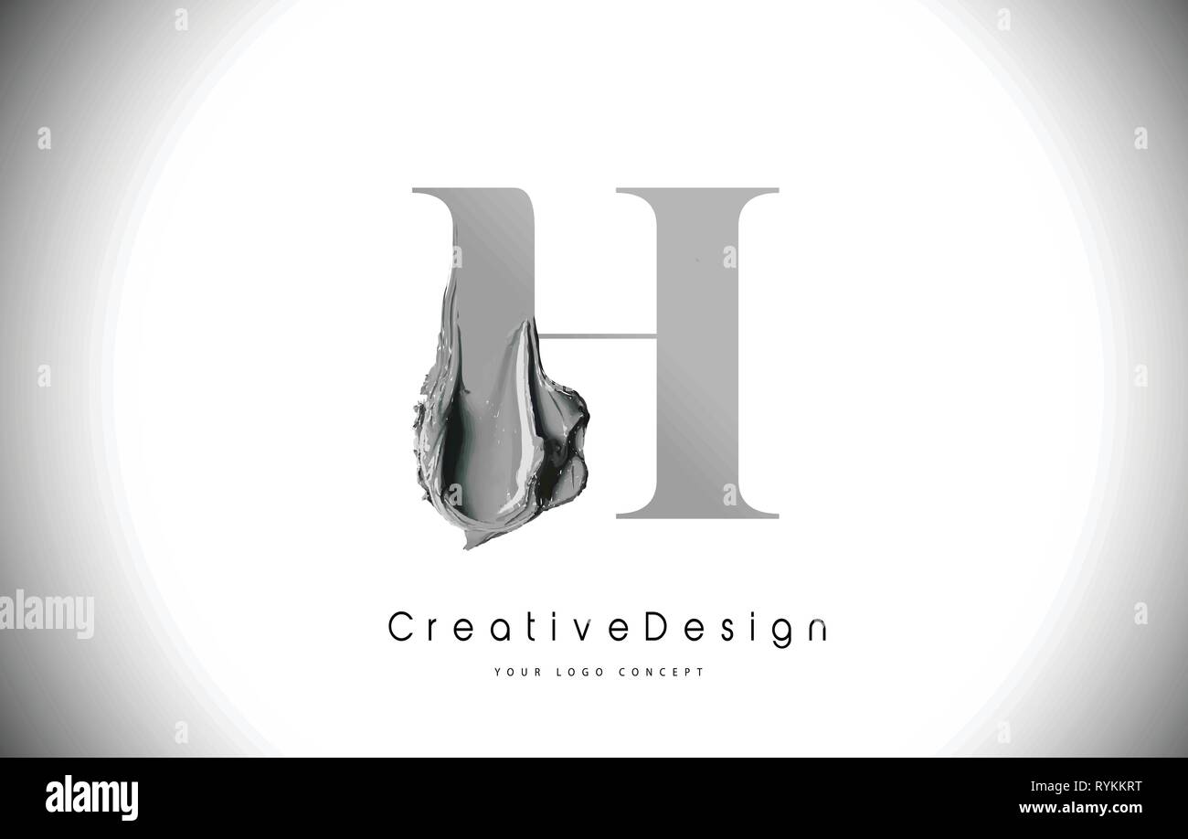 H Letter Design Brush Paint Stroke. Black H Letter Logo Icon with ...