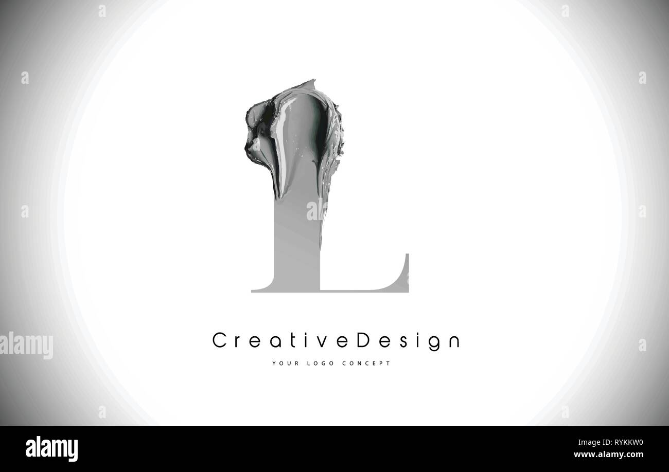 L Letter Design Brush Paint Stroke. Black L Letter Logo Icon with ...