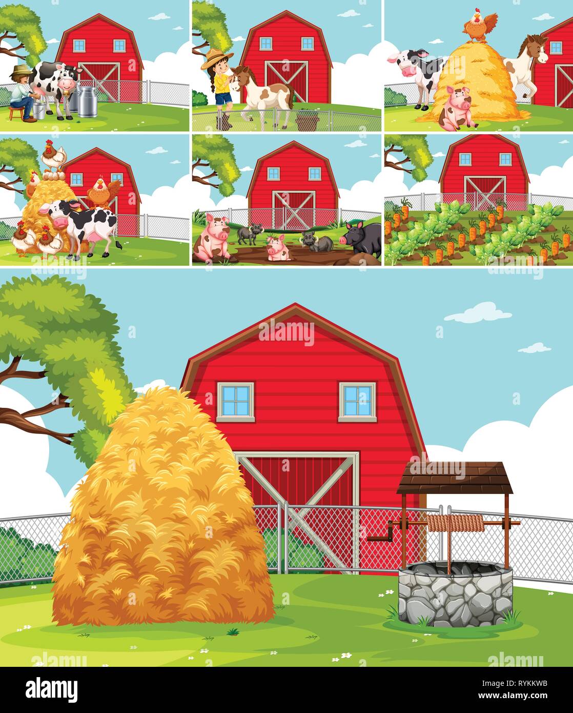 Set of farmland landscape illustration Stock Vector Image & Art - Alamy