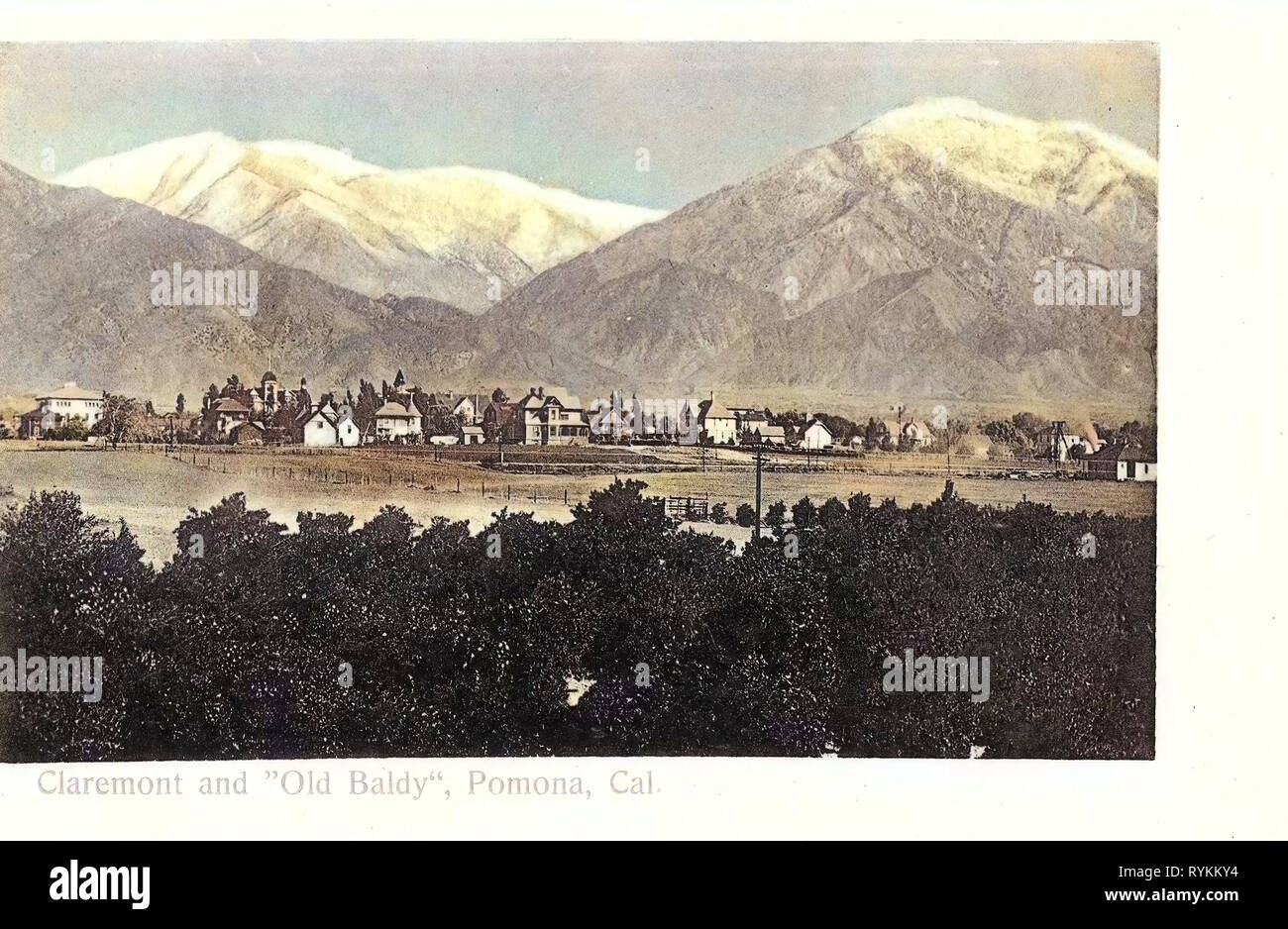 Mount San Antonio, Buildings in Pomona, California, 1903, Pomona, Cal., Claremont and Old Baldy', United States of America Stock Photo