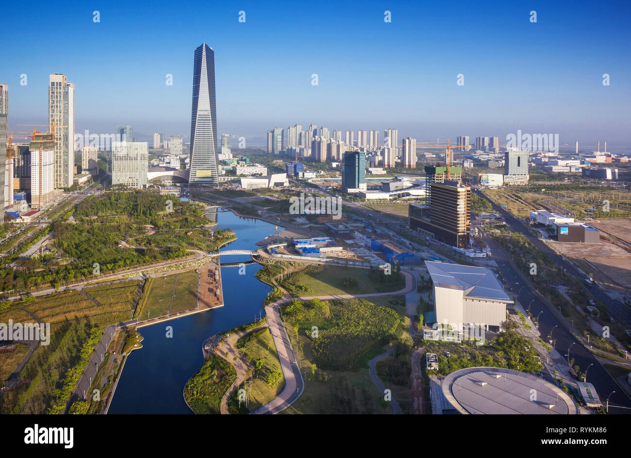 Korea city, Cityscape at Songdo Central Park in Songdo International Business District, Incheon Stock Photo
