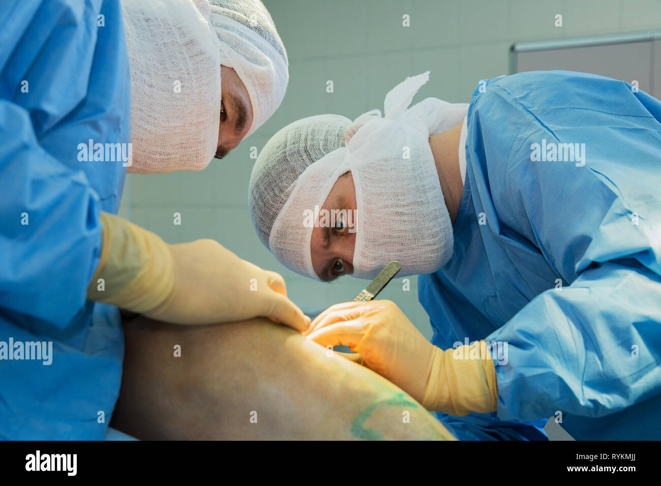 Surgeons during the operation Stock Photo