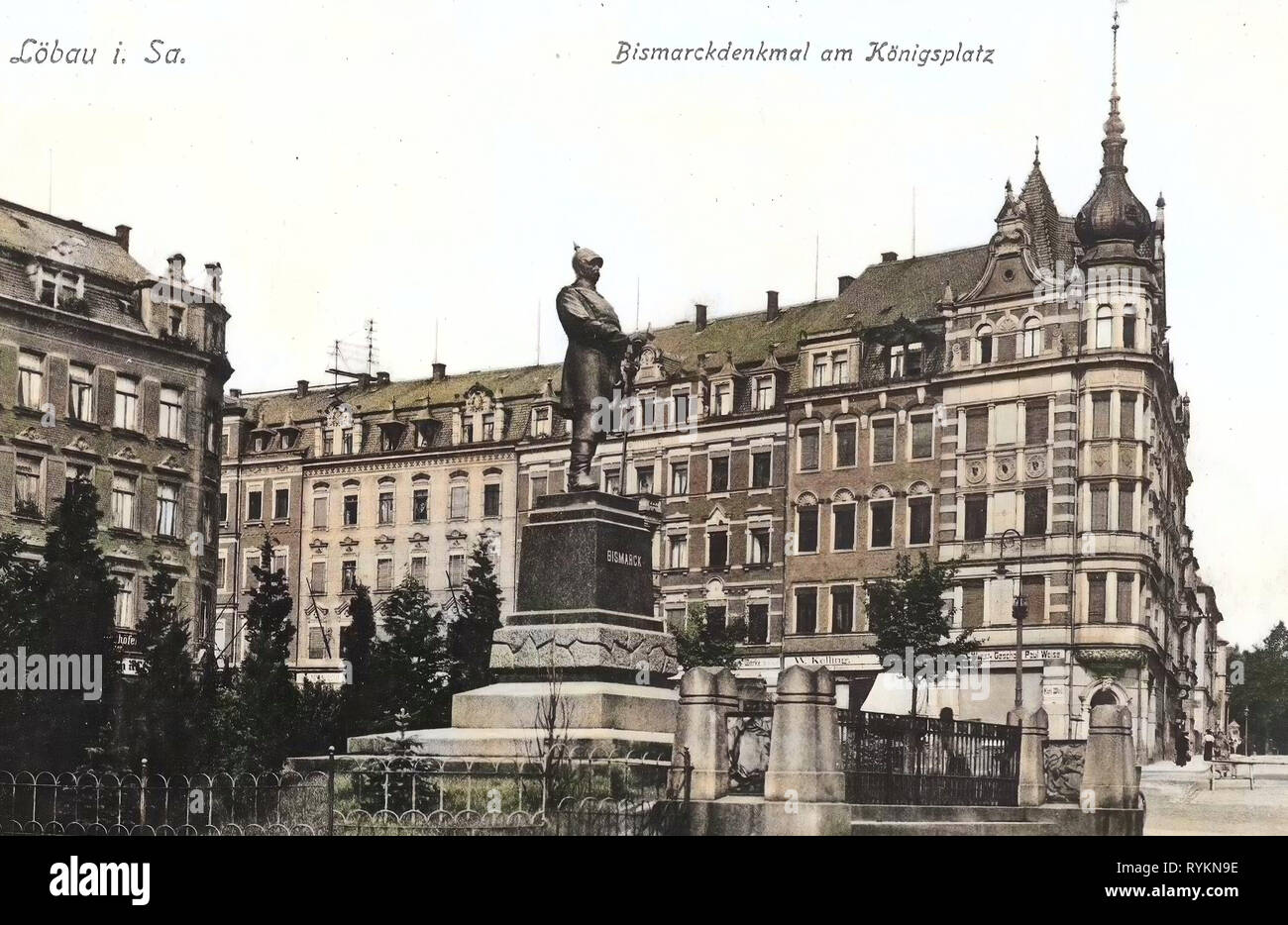 Monuments and memorials to Otto von Bismarck, Georg Meyer-Steglitz, Buildings in Löbau, 1912, Landkreis Görlitz, Löbau, Bismarck, Denkmal am Königsplatz, Germany Stock Photo