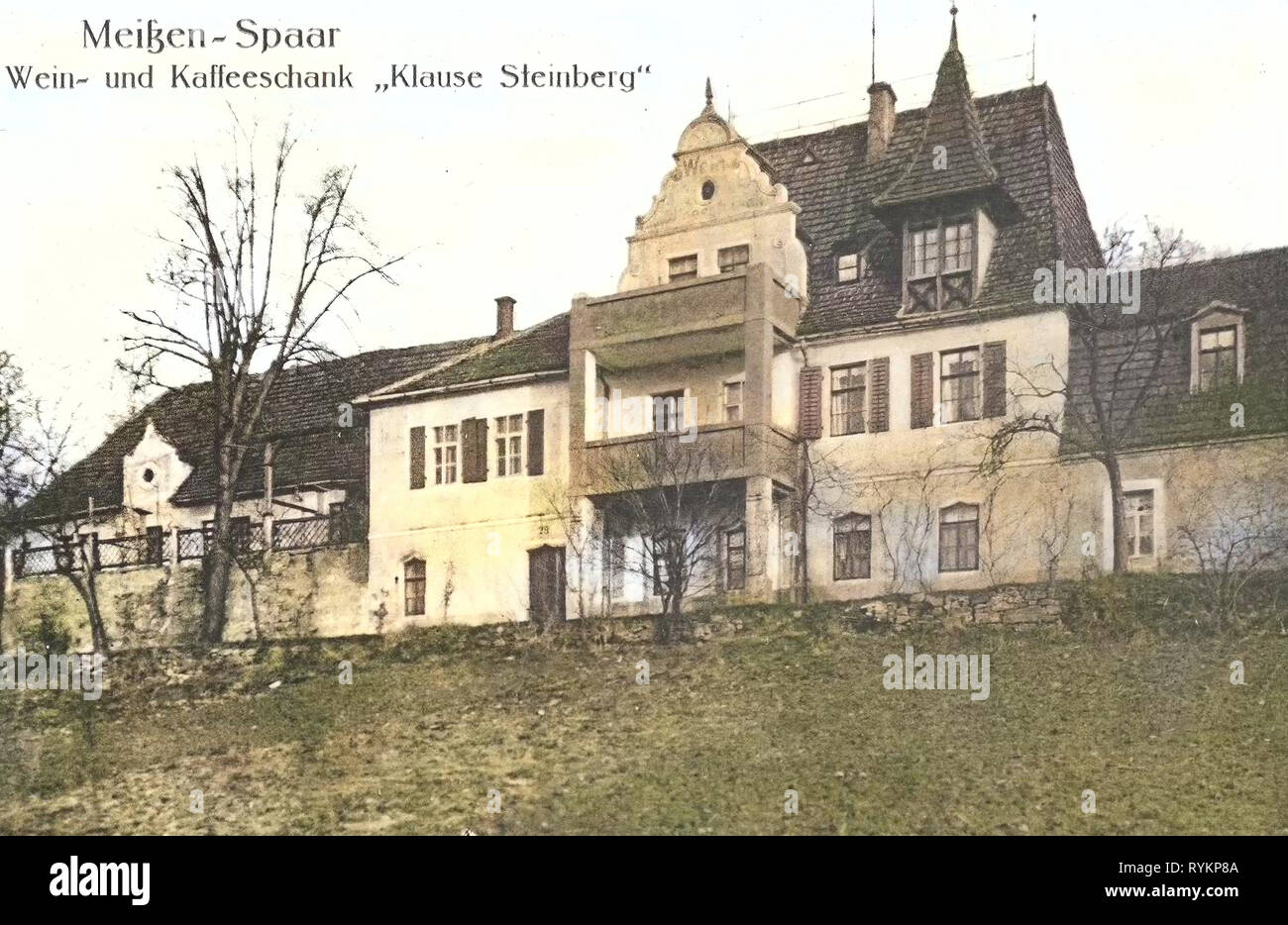 Wine taverns in Saxony, Buildings in Meißen, Cafés in Saxony, 1913, Meißen, Spaar, Wein, und Kaffeeschank Klause Steinberg, Germany Stock Photo