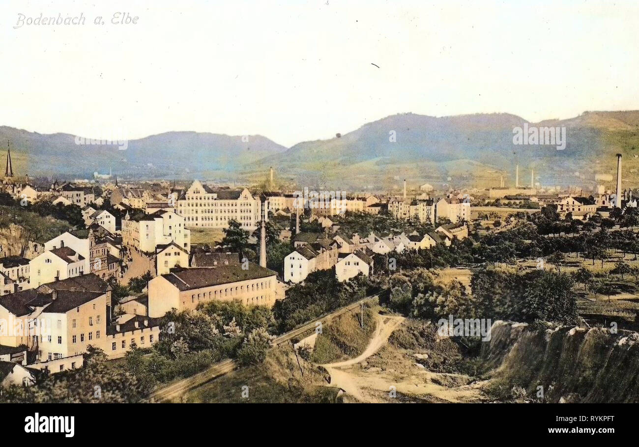 Buildings in Děčín, 1913, Ústí nad Labem Region, Bodenbach, Czech Republic Stock Photo