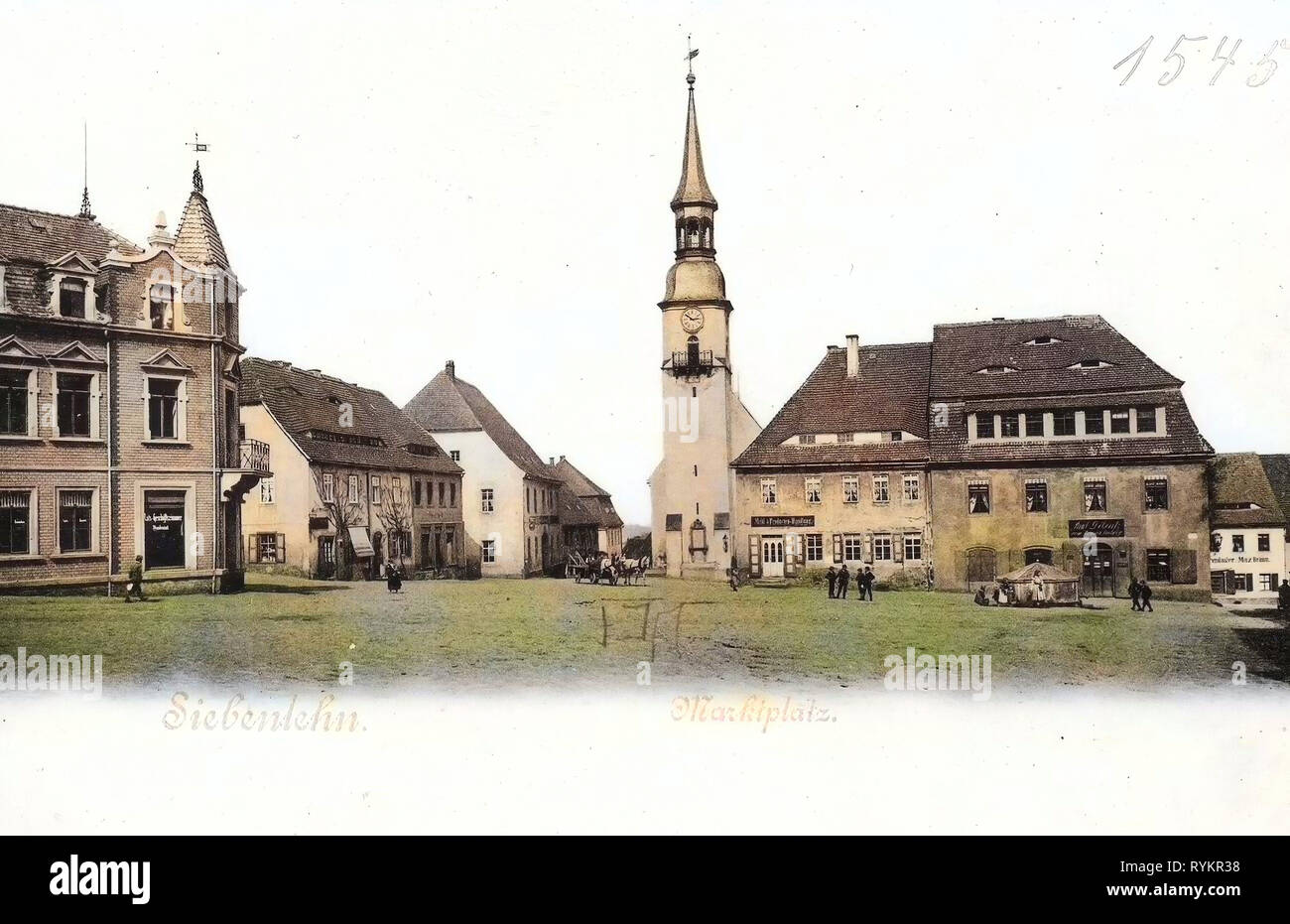 Churches in Großschirma, Market squares in Landkreis Mittelsachsen, 1901, Landkreis Mittelsachsen, Siebenlehn, Marktplatz, Germany Stock Photo
