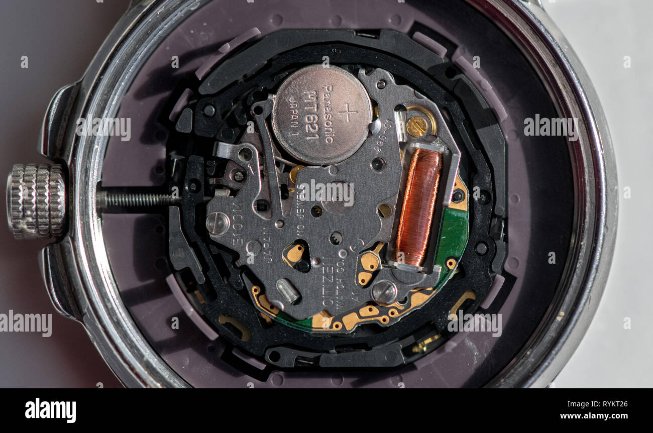 Closeup of a Citizen eco drive Wr100 wristwatch with the back removed Stock  Photo - Alamy