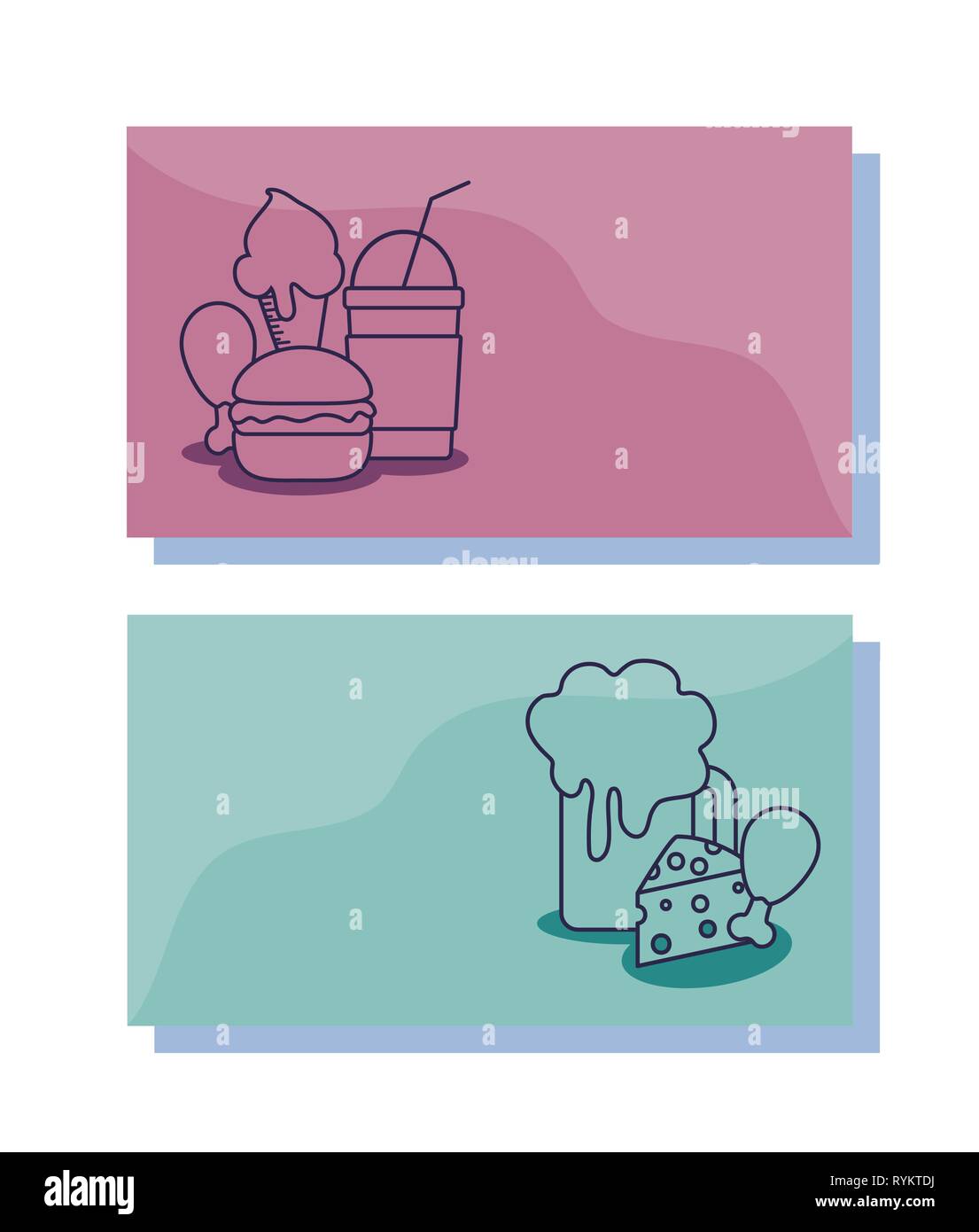delicious ice cream with set food character vector illustration design ...
