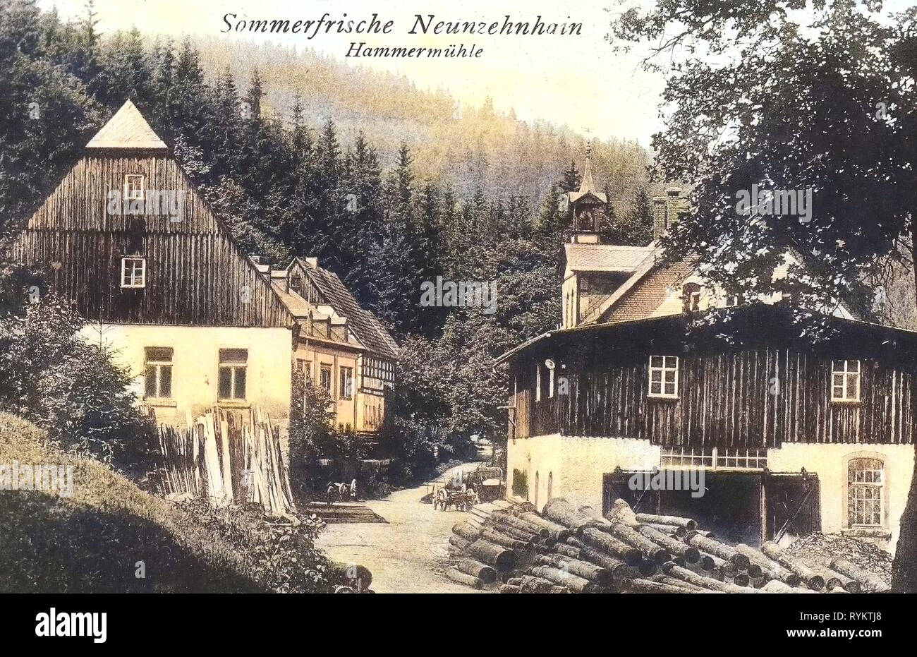 Sawmills in Saxony, Buildings in Erzgebirgskreis, 1920, Erzgebirgskreis, Neunzehnhain, Hammermühle, Germany Stock Photo