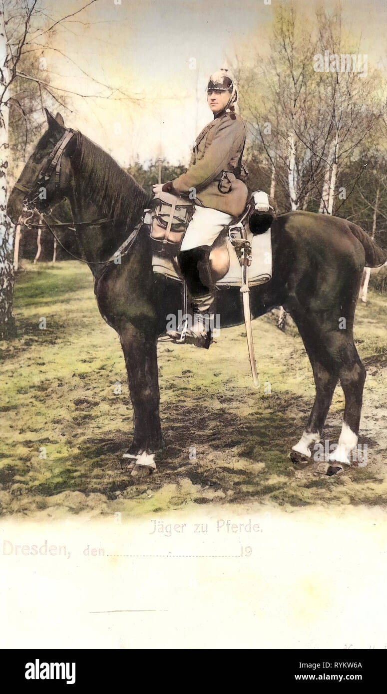 Army of Saxony, Military use of horses, 1901, Dresden, Jäger zu Pferde, Germany Stock Photo