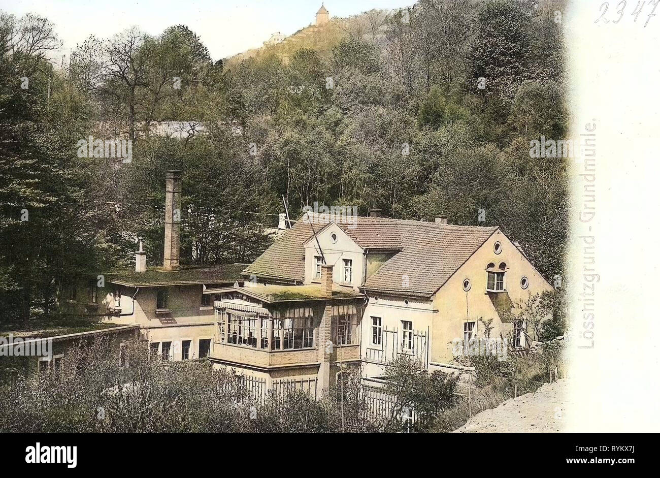 Grundmühle, 1902, Landkreis Meißen, Lößnitzgrund, Germany Stock Photo